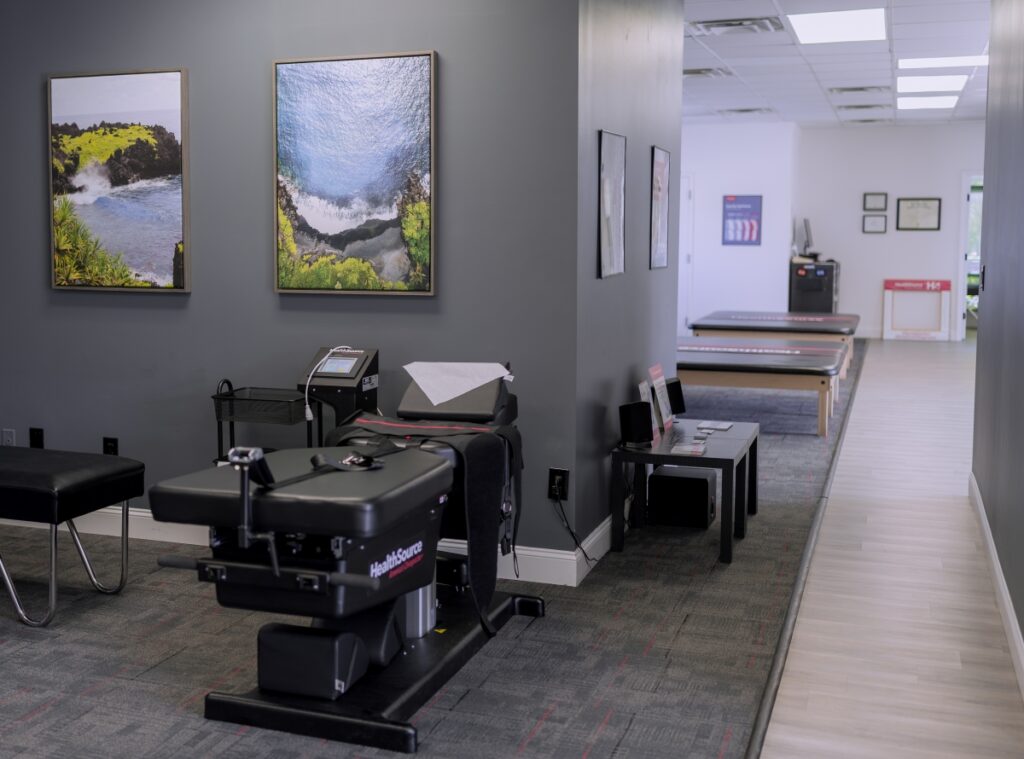 Spinal Decompression Therapy and Rehabilitation treatment area at HealthSource of Decatur.