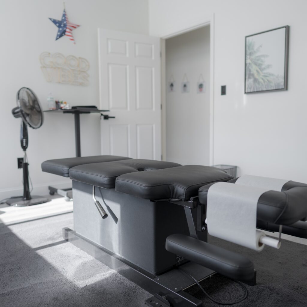 Chiropractic adjustment room at HealthSource of Decatur.