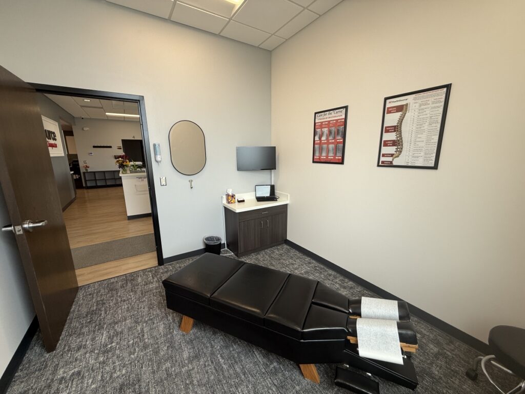 A chiropractic adjustment room at HealthSource of Buffalo.