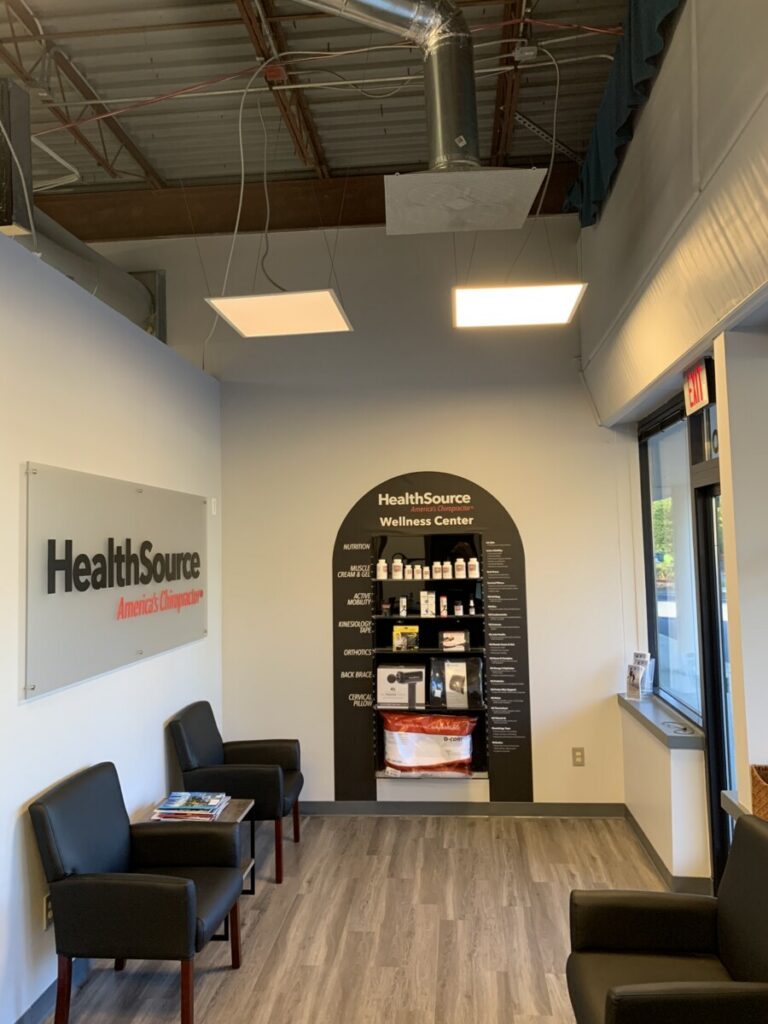 The Wellness Wall displaying HealthSource products at HealthSource of Brentwood.
