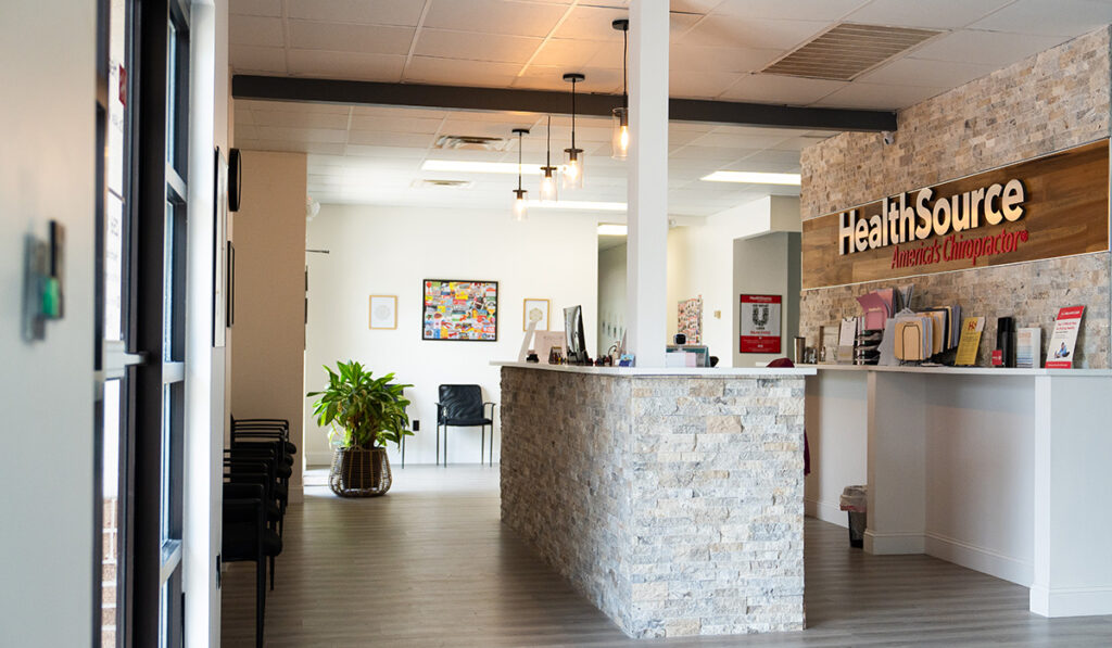 The front desk and reception area at HealthSource of Decatur.