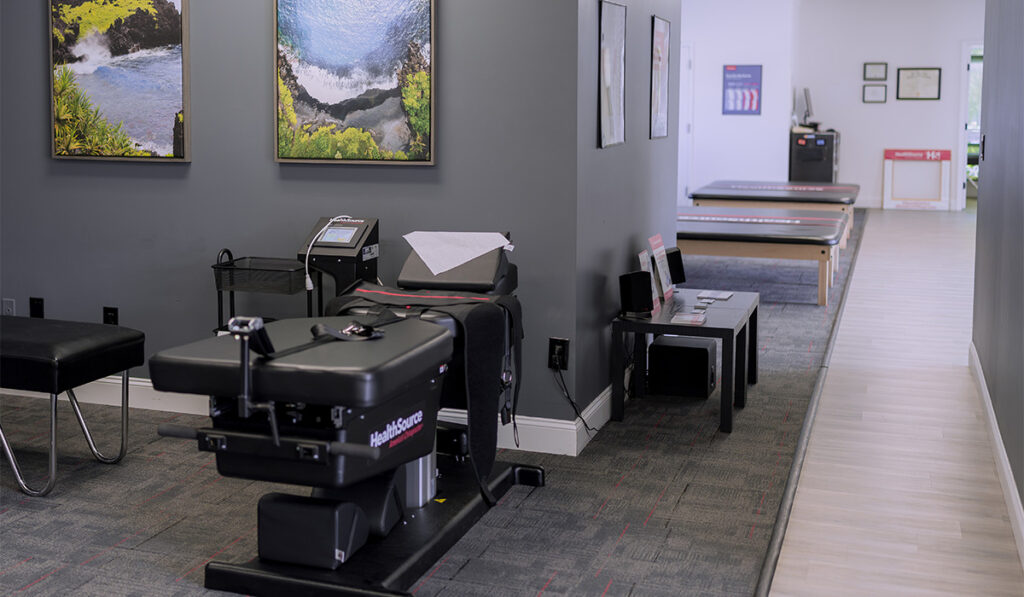 Spinal Decompression Table and treatment area at HealthSource of Decatur.