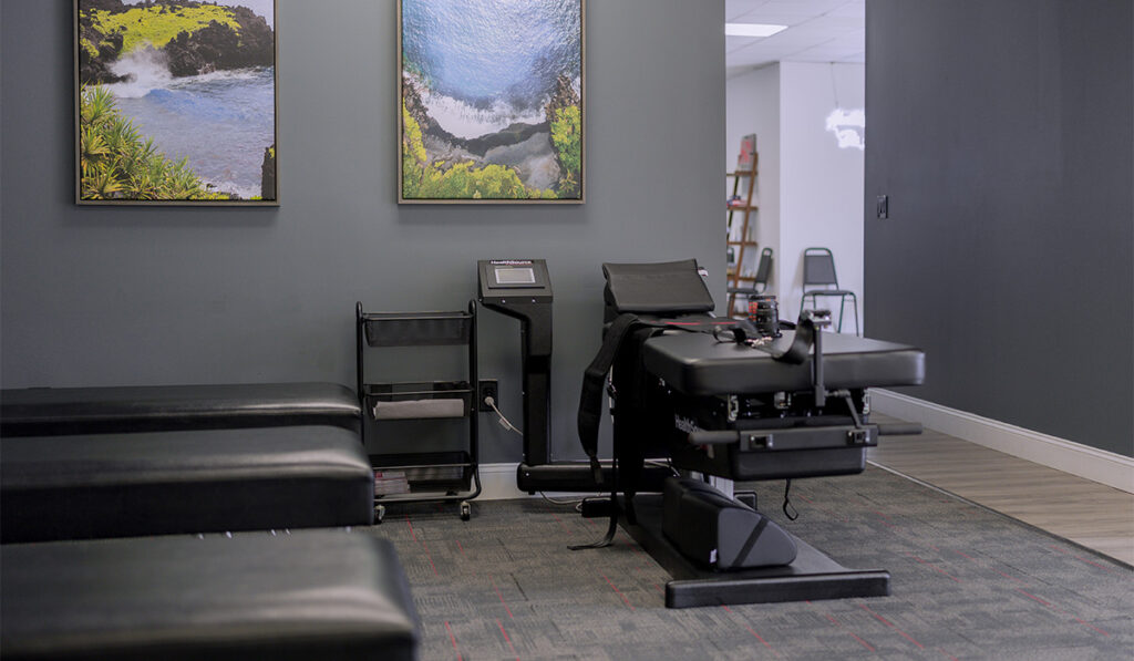 Spinal Decompression Table and treatment area at HealthSource of Decatur.