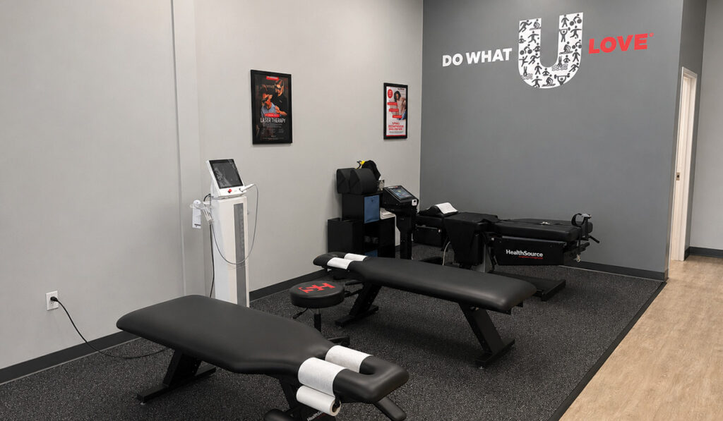 The spinal decompression and class IV laser treatment area at HealthSource of Burleson.